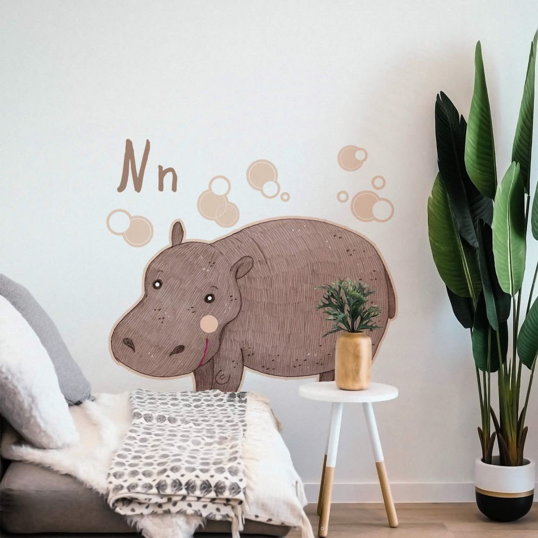 Wall-Art Wandtattoo »Nilpferd Hippo Buchstabe N«, (1 St.), selbstklebend, entfernbar von Wall-Art