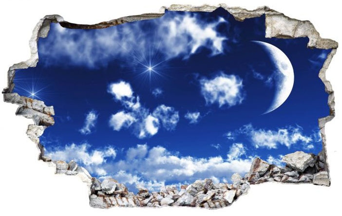 Wall-Art Wandtattoo »Wolken Sticker 3D Mond Himmel«, (1 St.), selbstklebend, entfernbar von Wall-Art