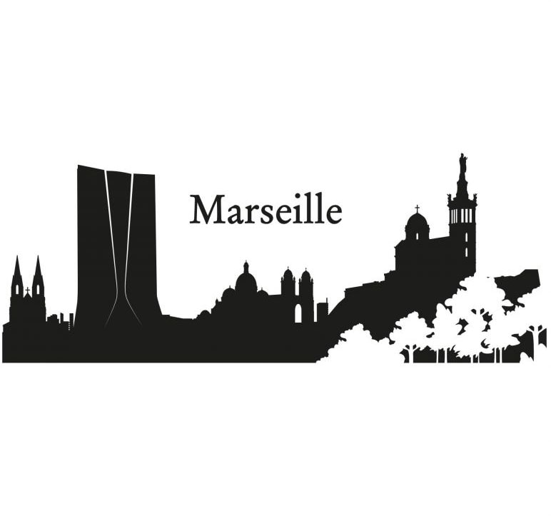 Wall-Art Wandtattoo »XXL Stadt Skyline Marseille 120cm«, (1 St.), selbstklebend, entfernbar von Wall-Art