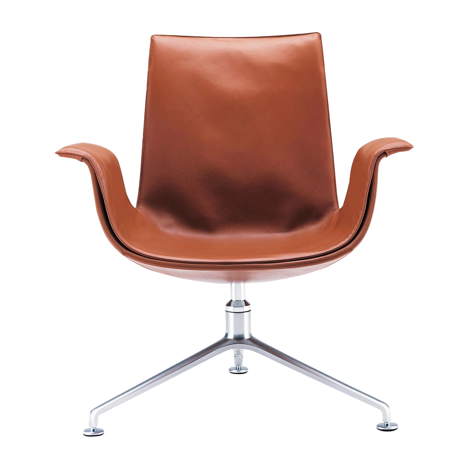 FK Lounge Sessel, Bezug leder select shell 1355, Untergestell hochglanz poliert von Walter Knoll