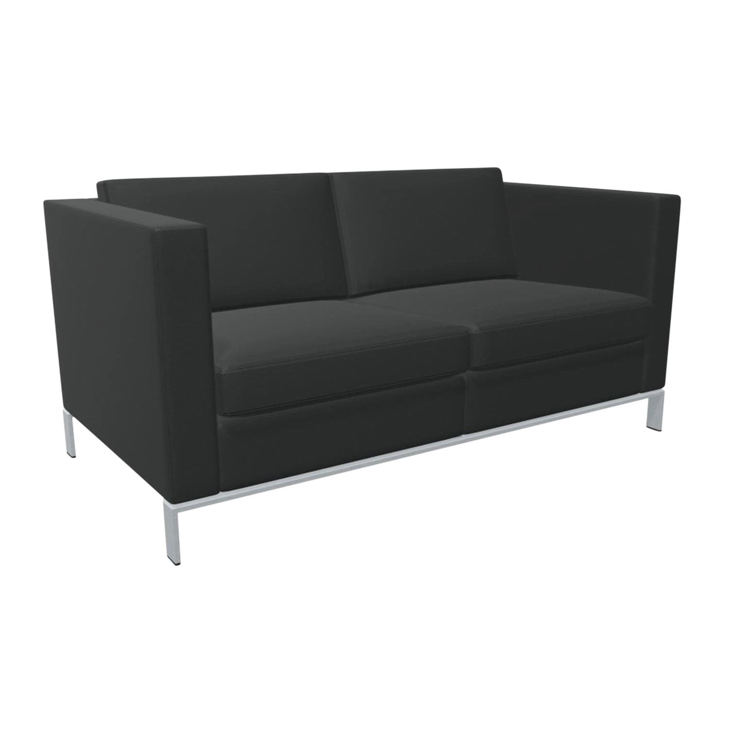 Foster 500 2er Sofa, Bezug stoff divina 3, schwarz 191, Untergestell strichmatt verchromt von Walter Knoll