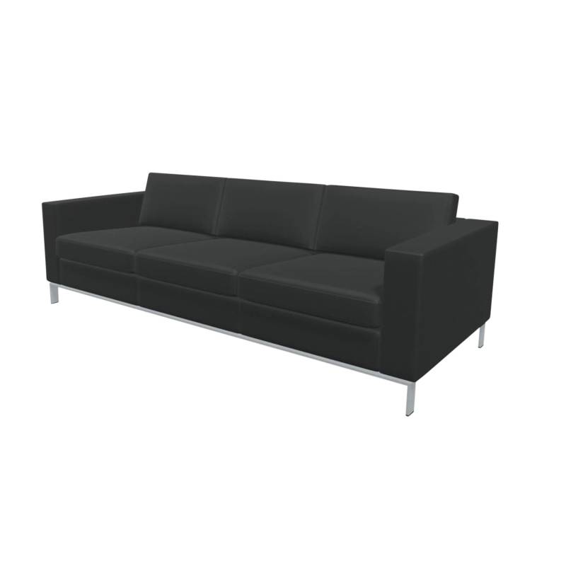 Foster 503 3er Sofa, Bezug stoff divina 3, schwarz 191, Untergestell strichmatt verchromt von Walter Knoll