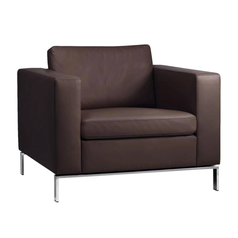 Foster 503 Lounge Sessel, Bezug leder select schwarz, Untergestell strichmatt verchromt von Walter Knoll