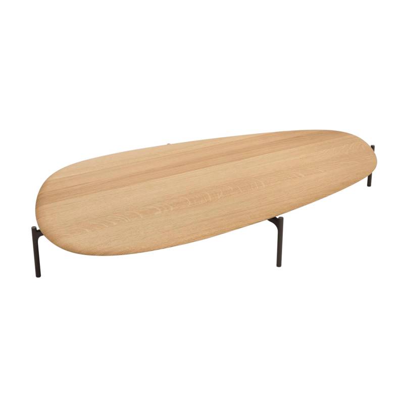 Ishino Wood Table Beistelltisch, Grösse 121 x 98 cm, Höhe 30.5 cm, Tischplatte eiche geflammt 14wo, Untergestell matt-pulverbeschichtet schwarz von Walter Knoll