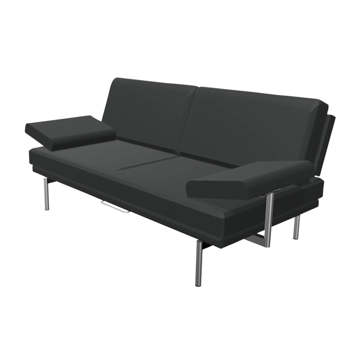 Living Platform 2er Sofa, Bezug leder select schwarz, Untergestell hochglanz verchromt von Walter Knoll