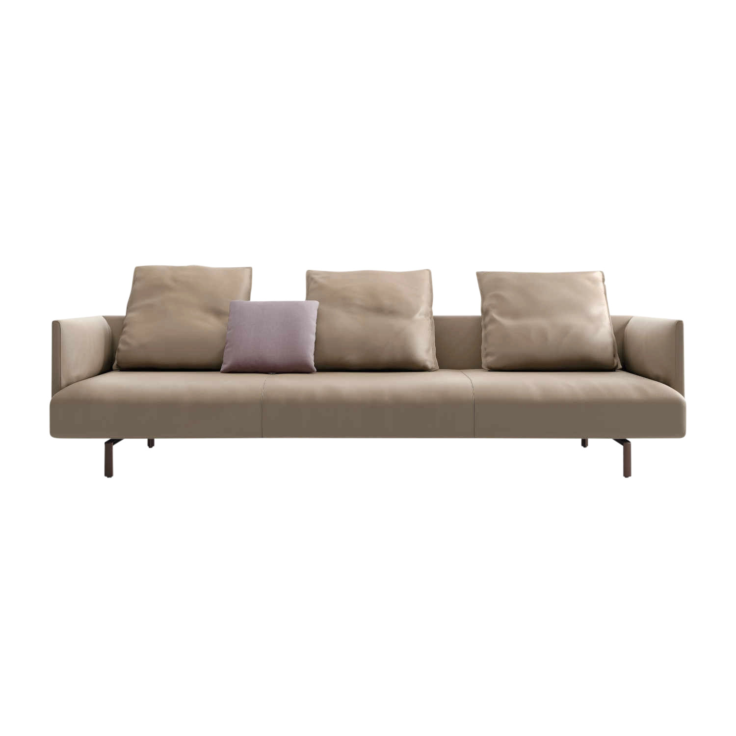 Muud 3er Sofa, Bezug stoff divina 3, schwarz 191, Untergestell hochglanz poliert von Walter Knoll