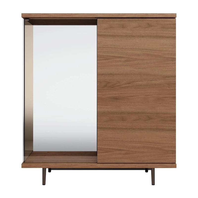 The Farns 2710 Highboard, Ausführung nussbaum mit splintanteil 99vl, Untergestell matt-pulverbeschichtet schwarz, Ausrichtung rechts (r) von Walter Knoll