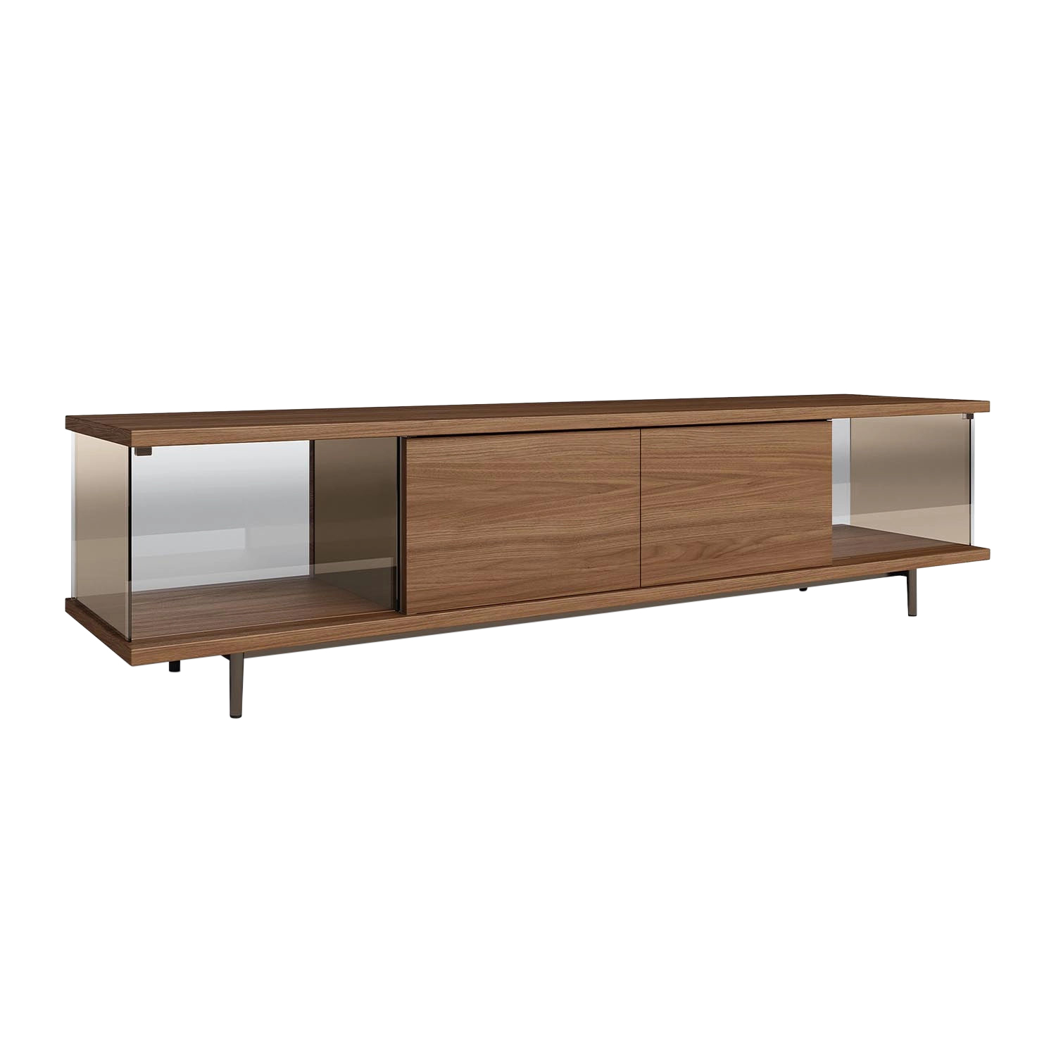 The Farns 2715 Sideboard, Ausführung eiche geflammt 14vl, Untergestell matt-pulverbeschichtet schwarz von Walter Knoll