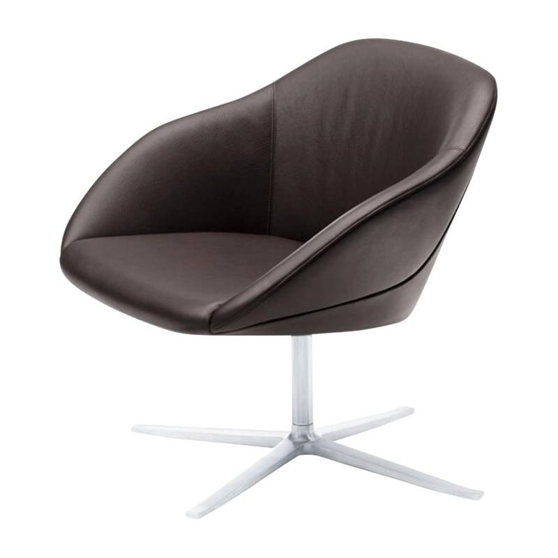 Turtle Lounge Sessel, Bezug stoff divina 3, brombeer 671, Aussenschale weiss hochglanz, Untergestell matt-pulverbeschichtet schwarz von Walter Knoll