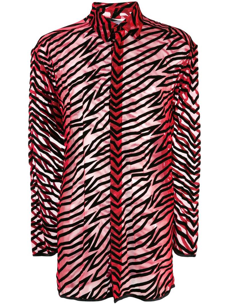 Walter Van Beirendonck Pre-Owned 1995-1996 Paradise Pleasure Productions velvet sheer shirt - Red von Walter Van Beirendonck Pre-Owned