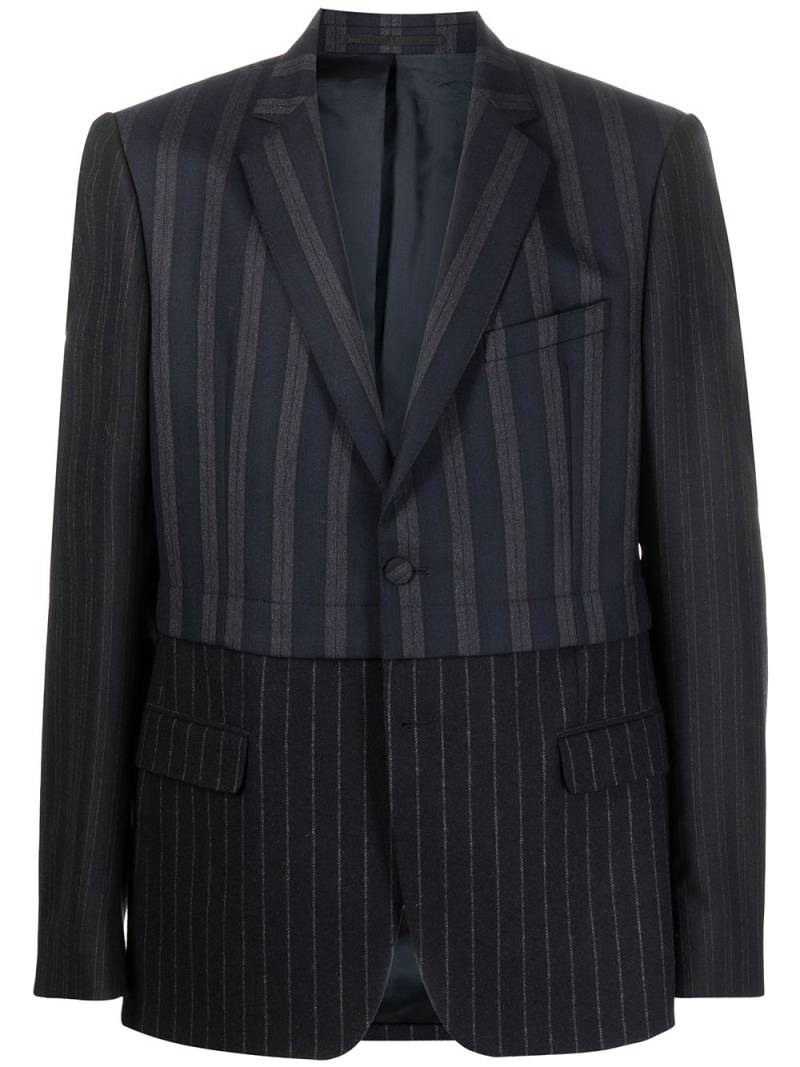 Walter Van Beirendonck Pre-Owned pinstripe-panel blazer - Blue von Walter Van Beirendonck Pre-Owned