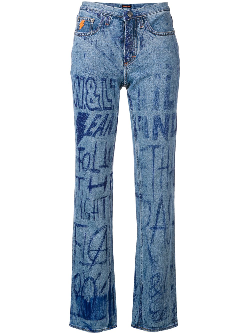 Walter Van Beirendonck Pre-Owned ink writing jeans - Blue von Walter Van Beirendonck Pre-Owned