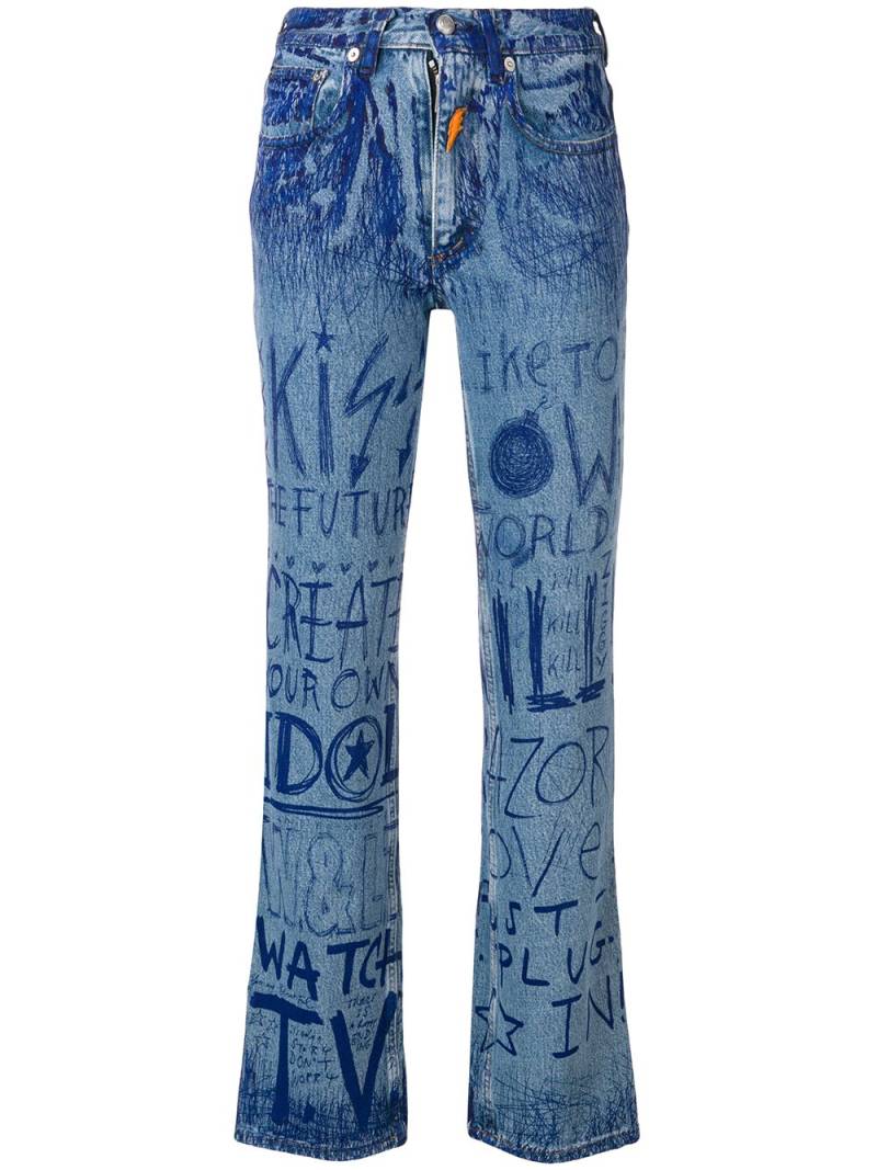 Walter Van Beirendonck Pre-Owned ink writing jeans - Blue von Walter Van Beirendonck Pre-Owned