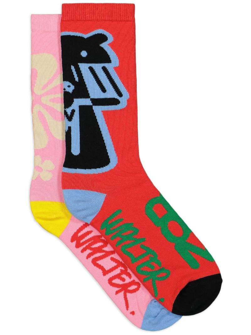 Walter Van Beirendonck Boom Hawaii socks - Pink von Walter Van Beirendonck