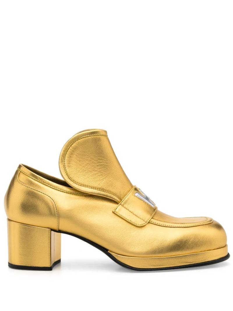 Walter Van Beirendonck Love 65mm mid-block-heel loafers - Gold von Walter Van Beirendonck