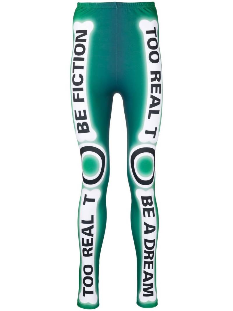 Walter Van Beirendonck Skeleton graphic-print bike leggings - Green von Walter Van Beirendonck