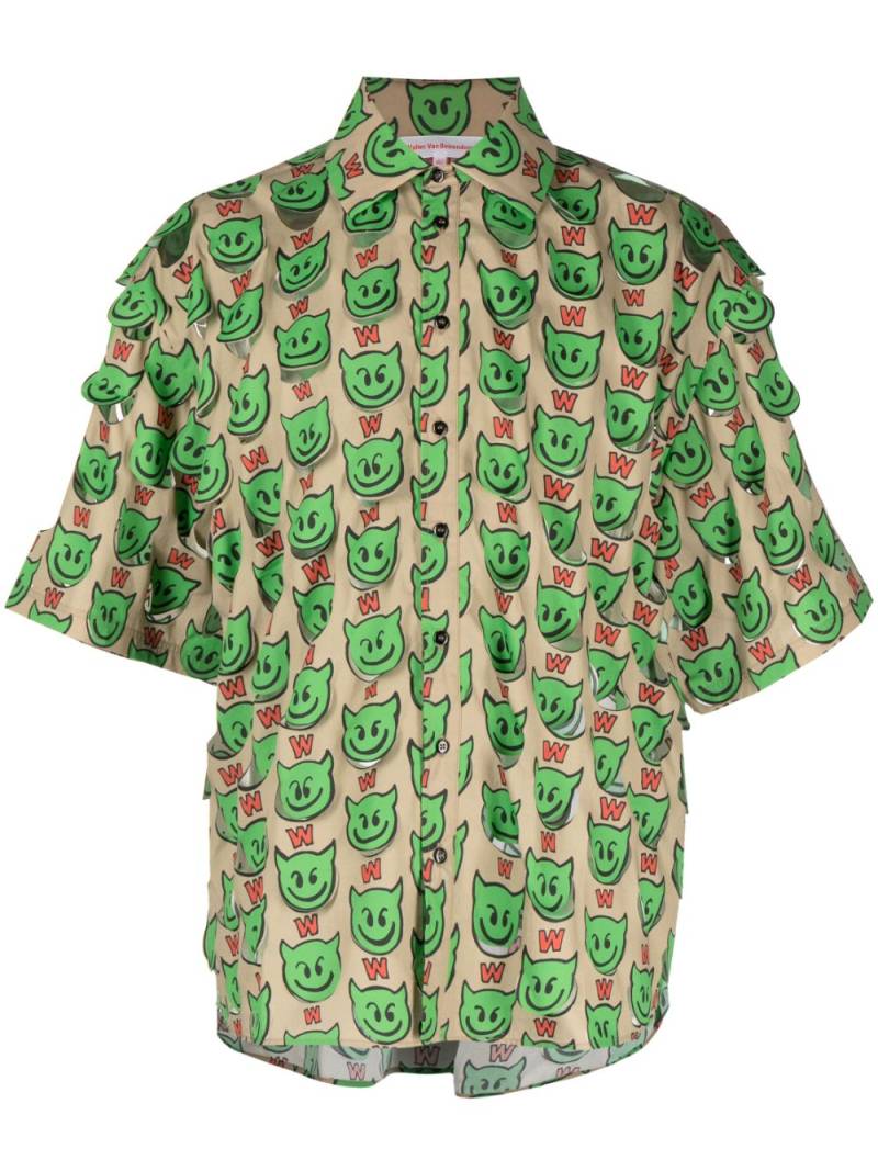 Walter Van Beirendonck Star graphic-print shirt - Brown von Walter Van Beirendonck