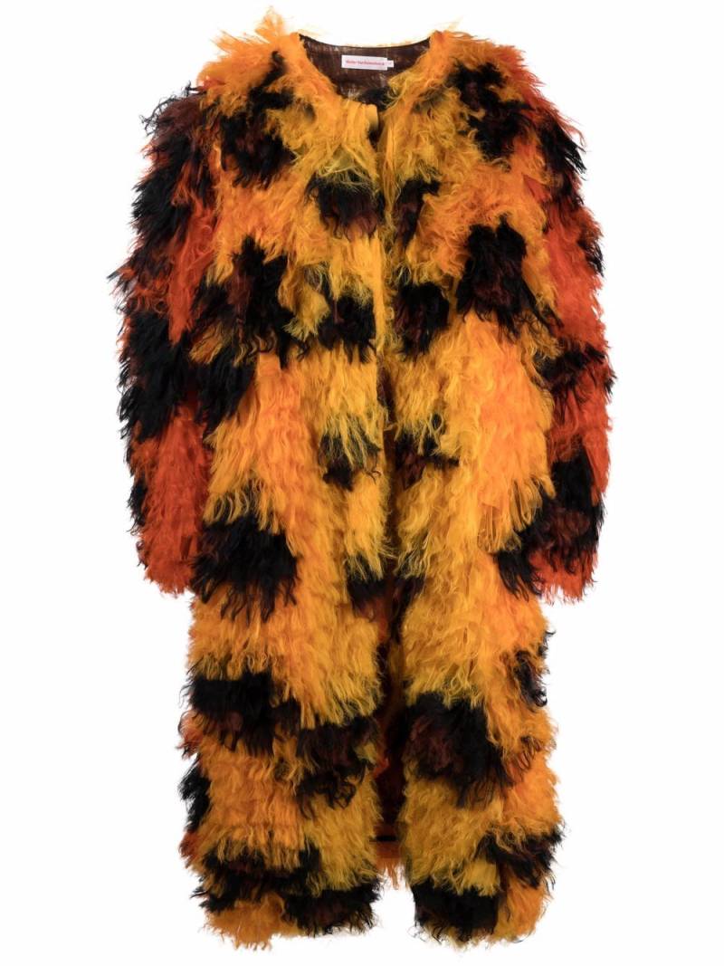 Walter Van Beirendonck leopard faux-fur coat - Orange von Walter Van Beirendonck