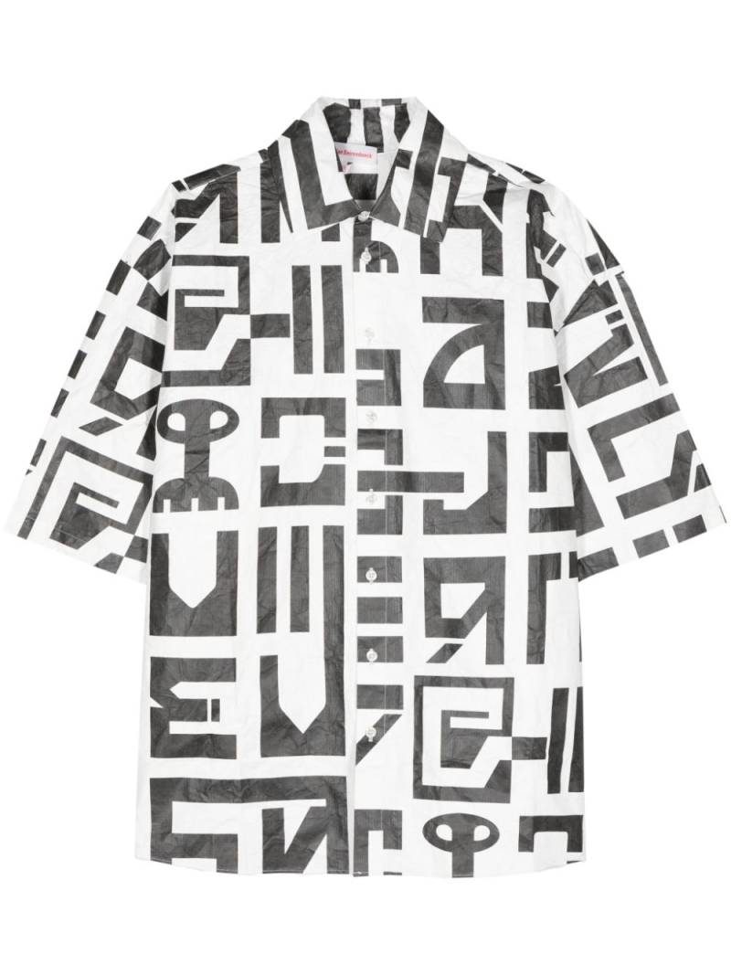 Walter Van Beirendonck logo-print crinkled shirt - White von Walter Van Beirendonck