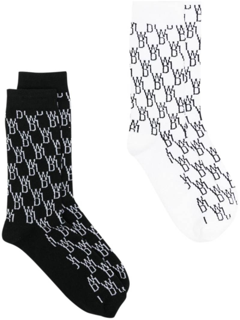 We11done Mix-logo jacquard socks (set of two) - Black von We11done