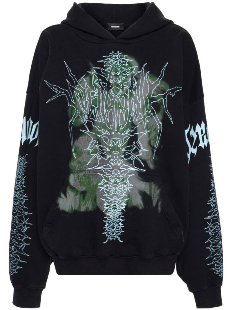 We11done Spike-print cotton hoodie - Black von We11done