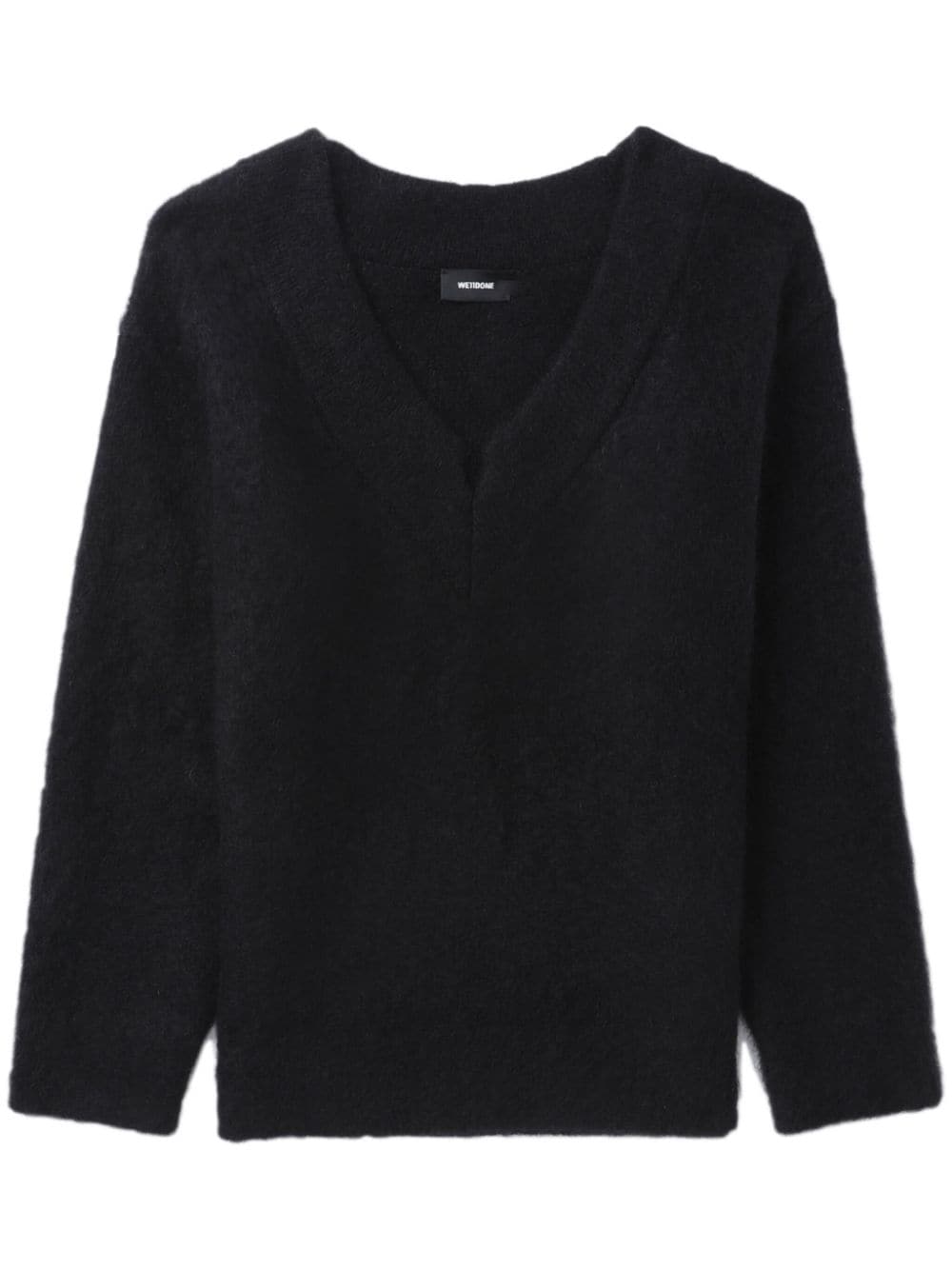 We11done V-neck mohair-blend jumper - Black von We11done