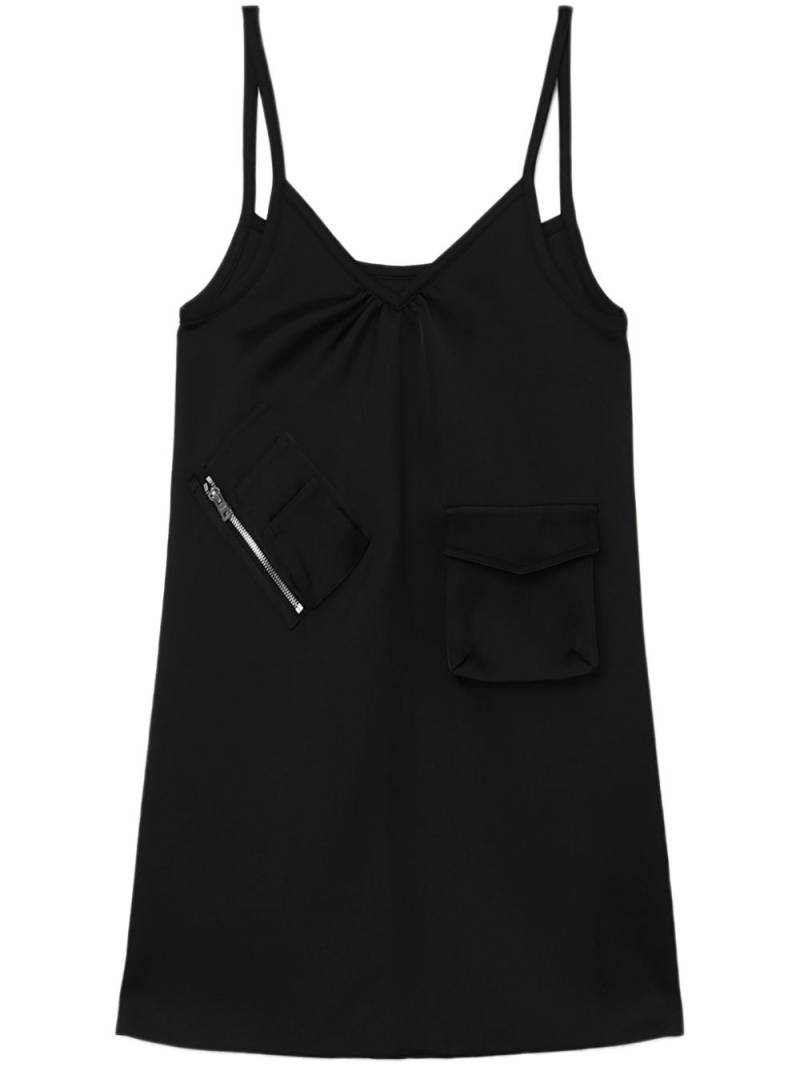 We11done V-neck slip minidress - Black von We11done