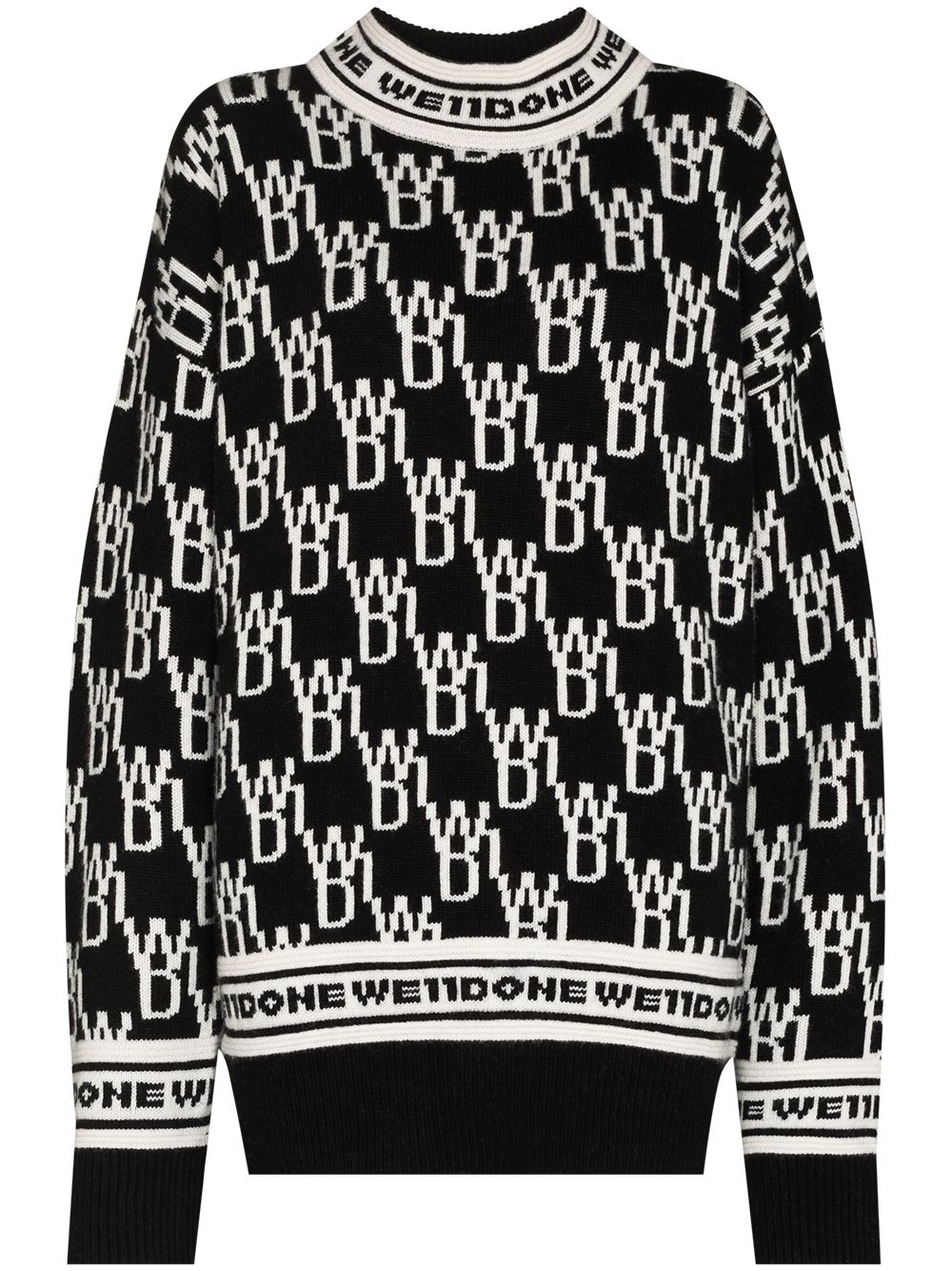 We11done all-over logo crew-neck jumper - Black von We11done