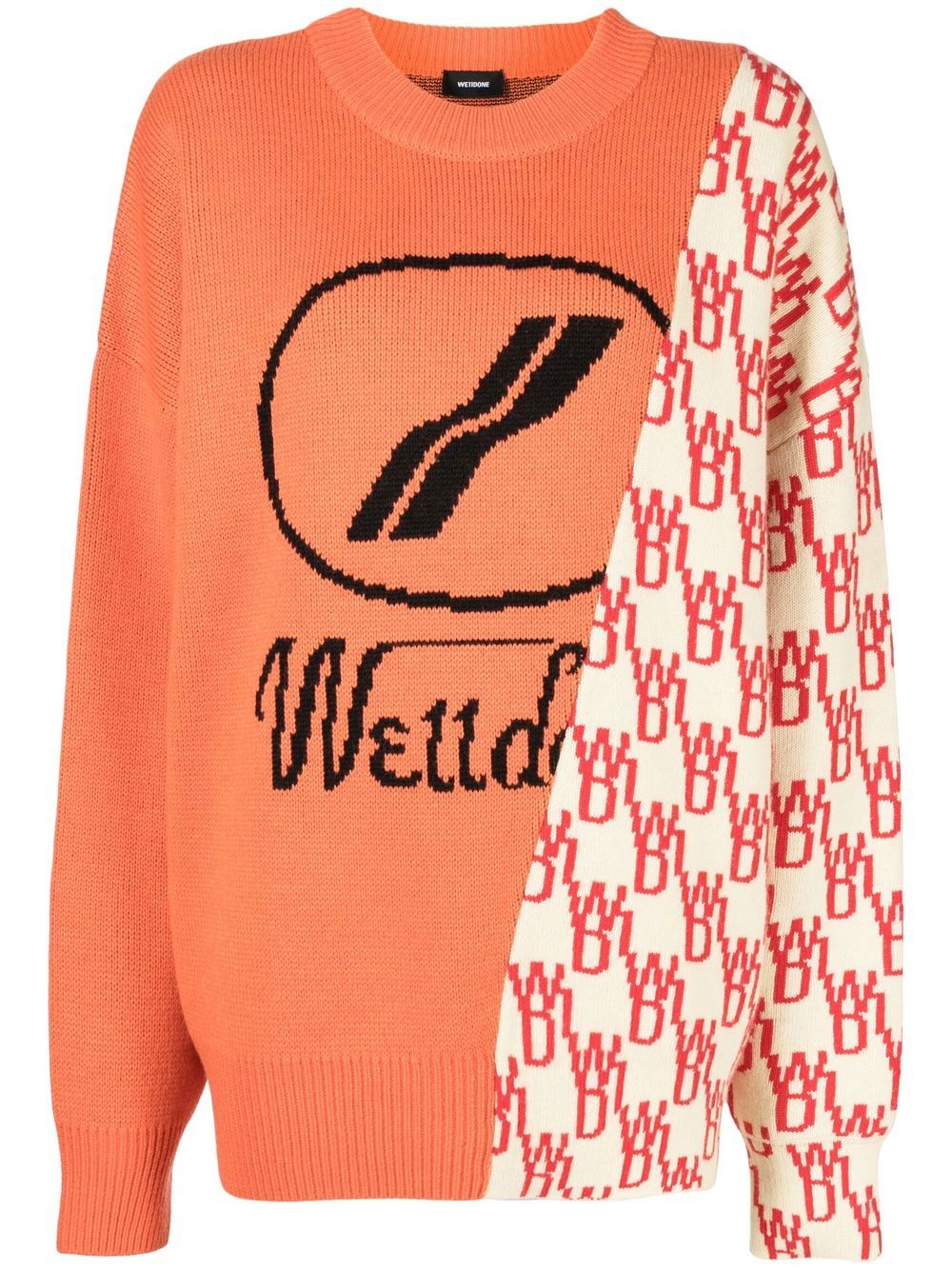 We11done contrast-panel logo-print jumper - Orange von We11done