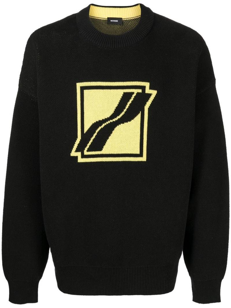 We11done intarsia-logo crew-neck jumper - Black von We11done