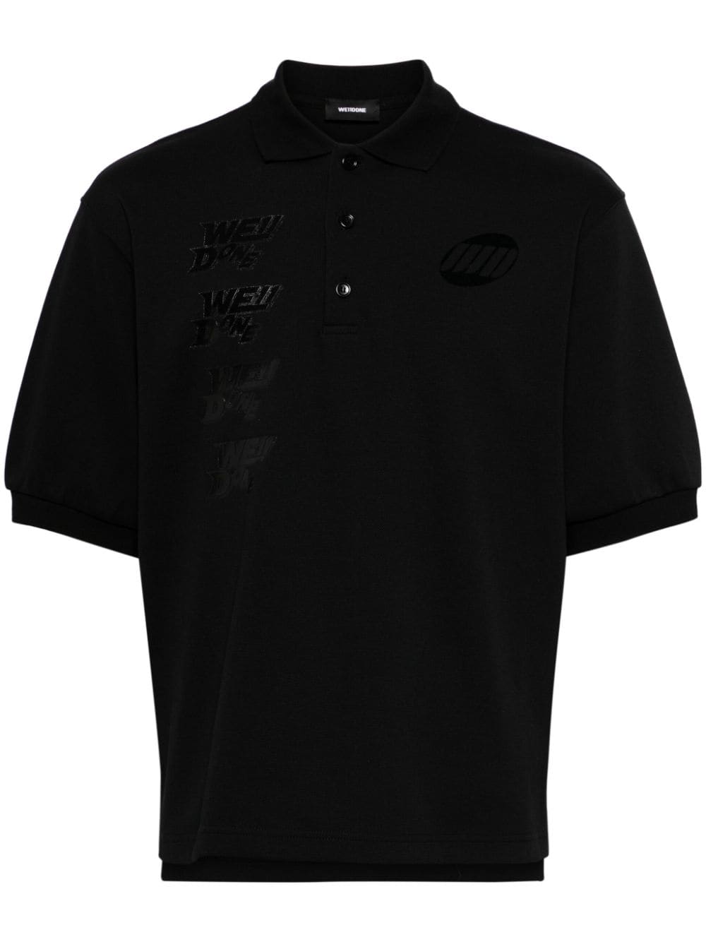 We11done logo-appliqué polo shirt - Black von We11done