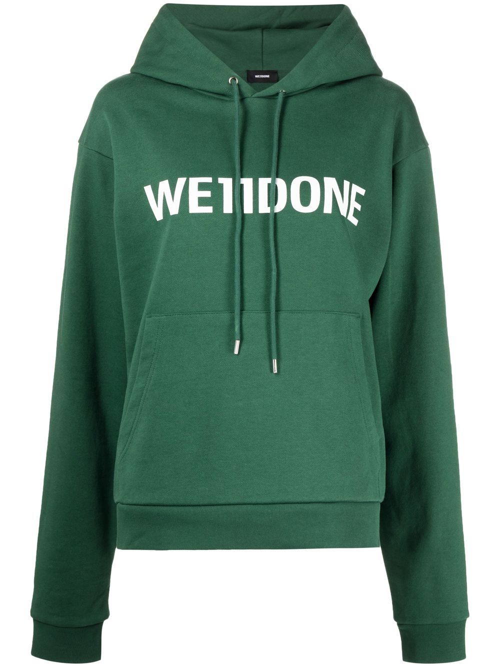 We11done logo-print drawstring hoodie - Green von We11done