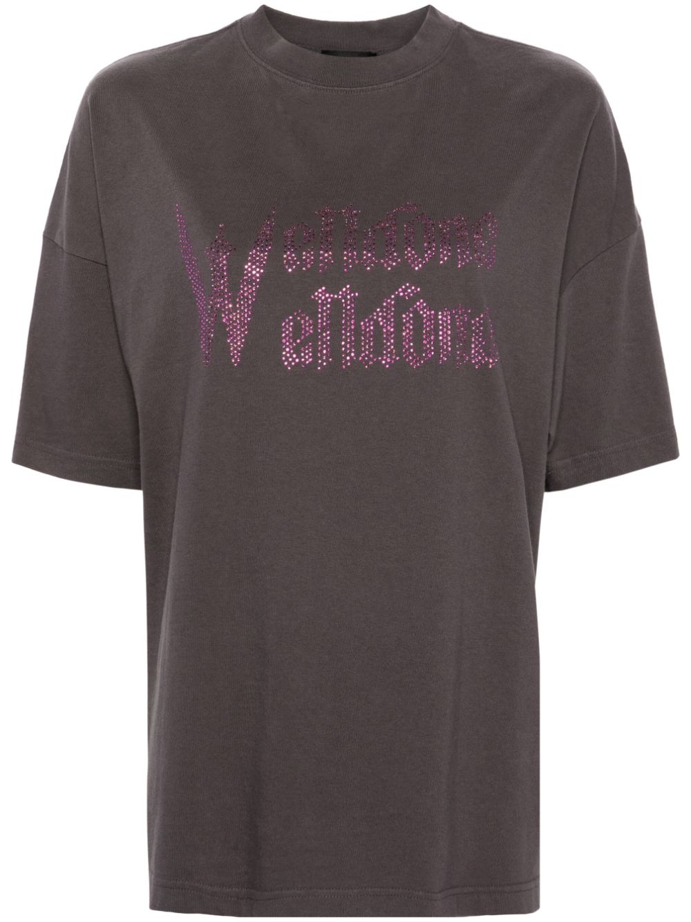 We11done logo-rhinestone cotton T-shirt - Grey von We11done