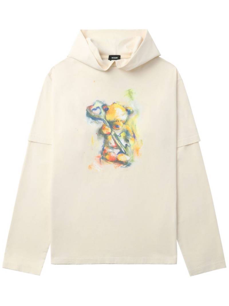 We11done teddy bear-print hoodie - Neutrals von We11done