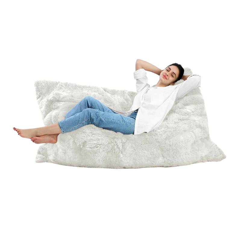 Lounger Rey Sitzsack, Ausführung Rückseite rindsleder, Farbe champagne von Weich Couture Alpaca