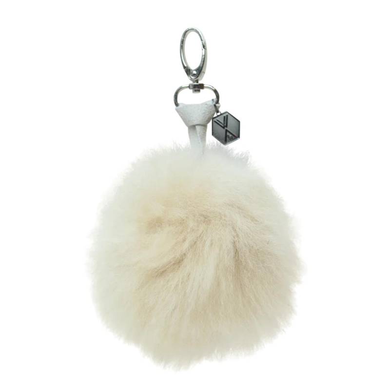 Pompon CLAVE Schlüsselanhänger, Farbe offwhite beige von Weich Couture Alpaca