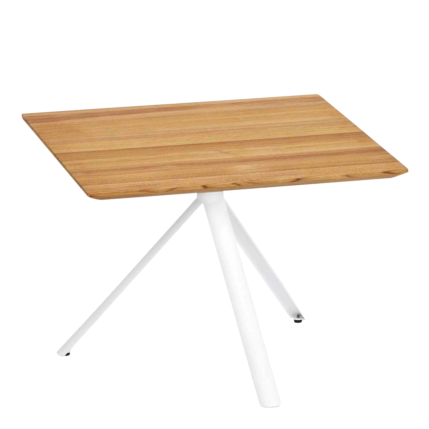 Trio Beistelltisch quadratisch, Ausführung Tischplatte hpl beige, Ausführung Gestell edelstahl, Grösse Tischplatte b. 70 x l. 70 cm von Weishäupl