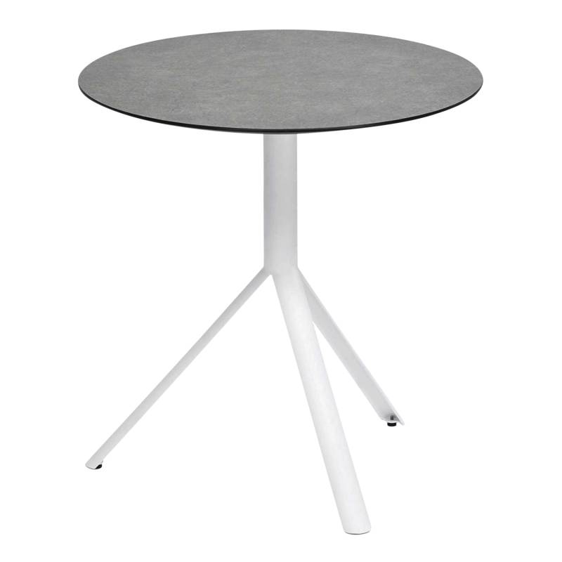 Trio Bistrotisch rund, Ausführung Tischplatte hpl steingrau, Ausführung Gestell edelstahl weiss pulverbeschichtet, Grösse Tischplatte d. 70 cm von Weishäupl