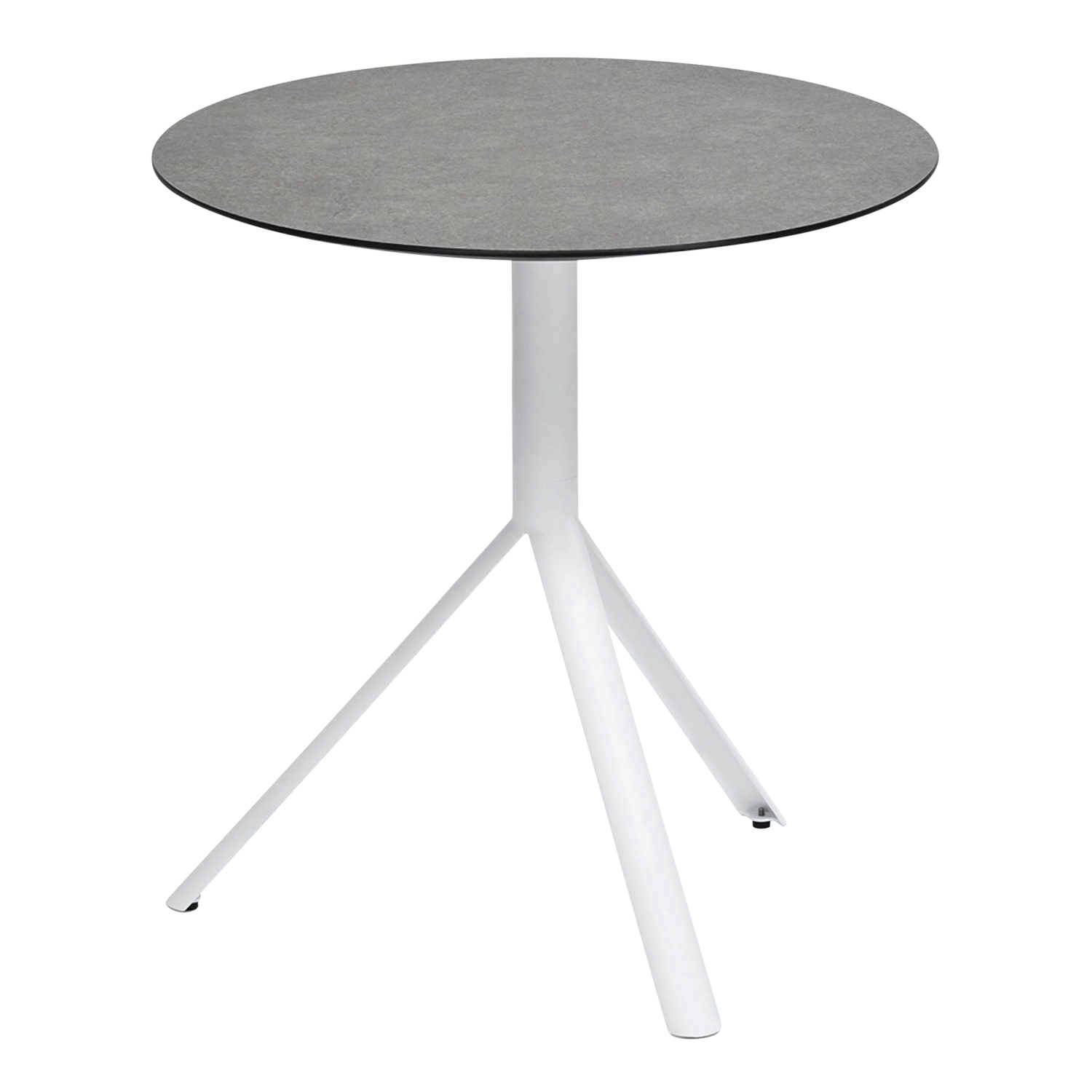 Trio Bistrotisch rund, Ausführung Tischplatte hpl weiss, Ausführung Gestell edelstahl weiss pulverbeschichtet, Grösse Tischplatte d. 70 cm von Weishäupl