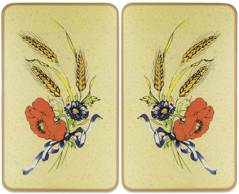 WENKO Herd-Abdeckplatte »Kornblumen«, (Set, 2 tlg.), rutschfesten Spezialfüsse von Wenko