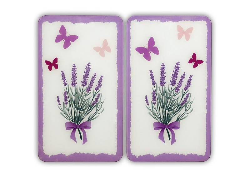 WENKO Herd-Abdeckplatte »Lavendel-Bouquet«, (Set, 2 tlg.), kratzfest von Wenko