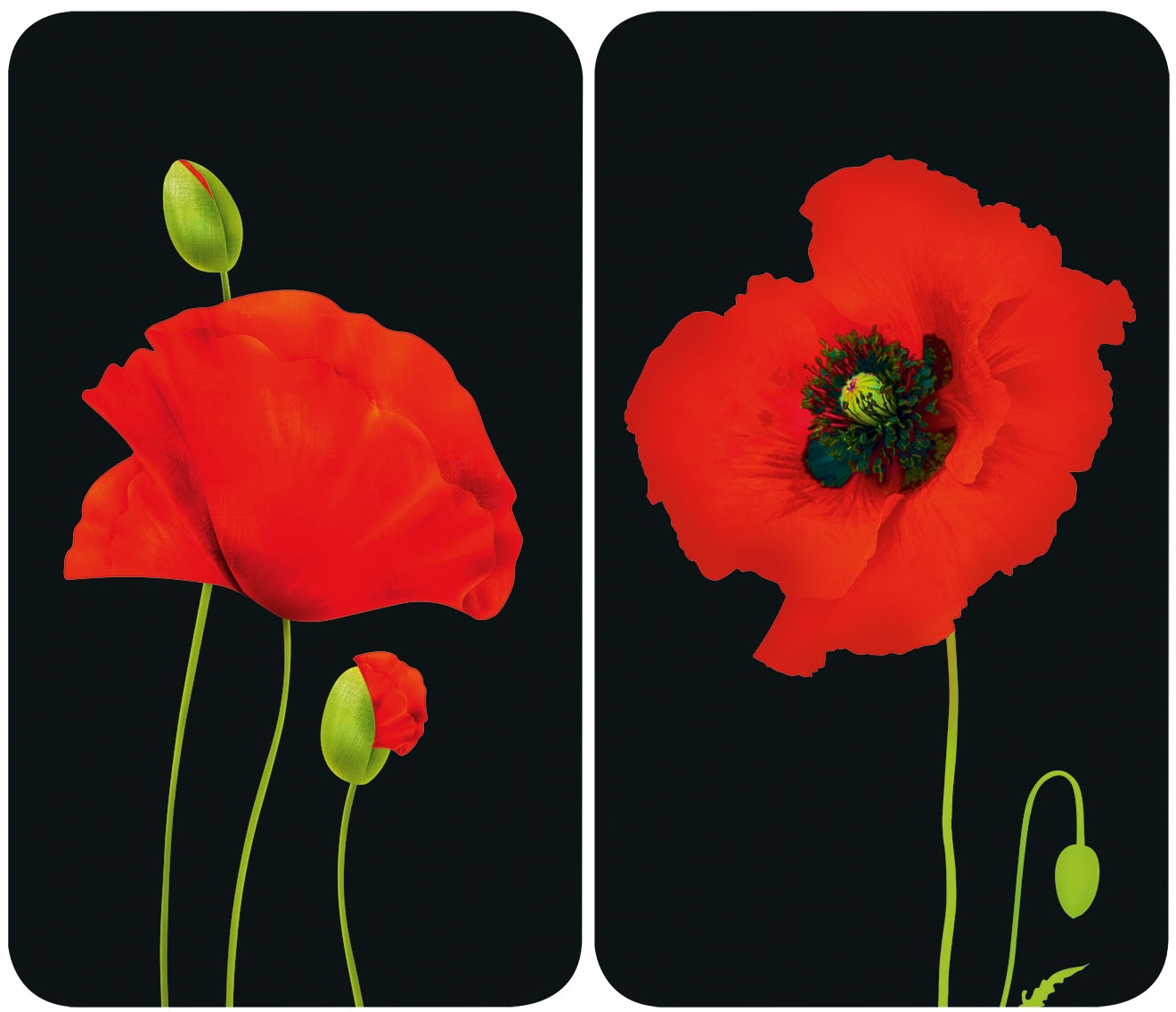 WENKO Herd-Abdeckplatte »Universal Mohn«, (Set, 2 tlg.) von Wenko