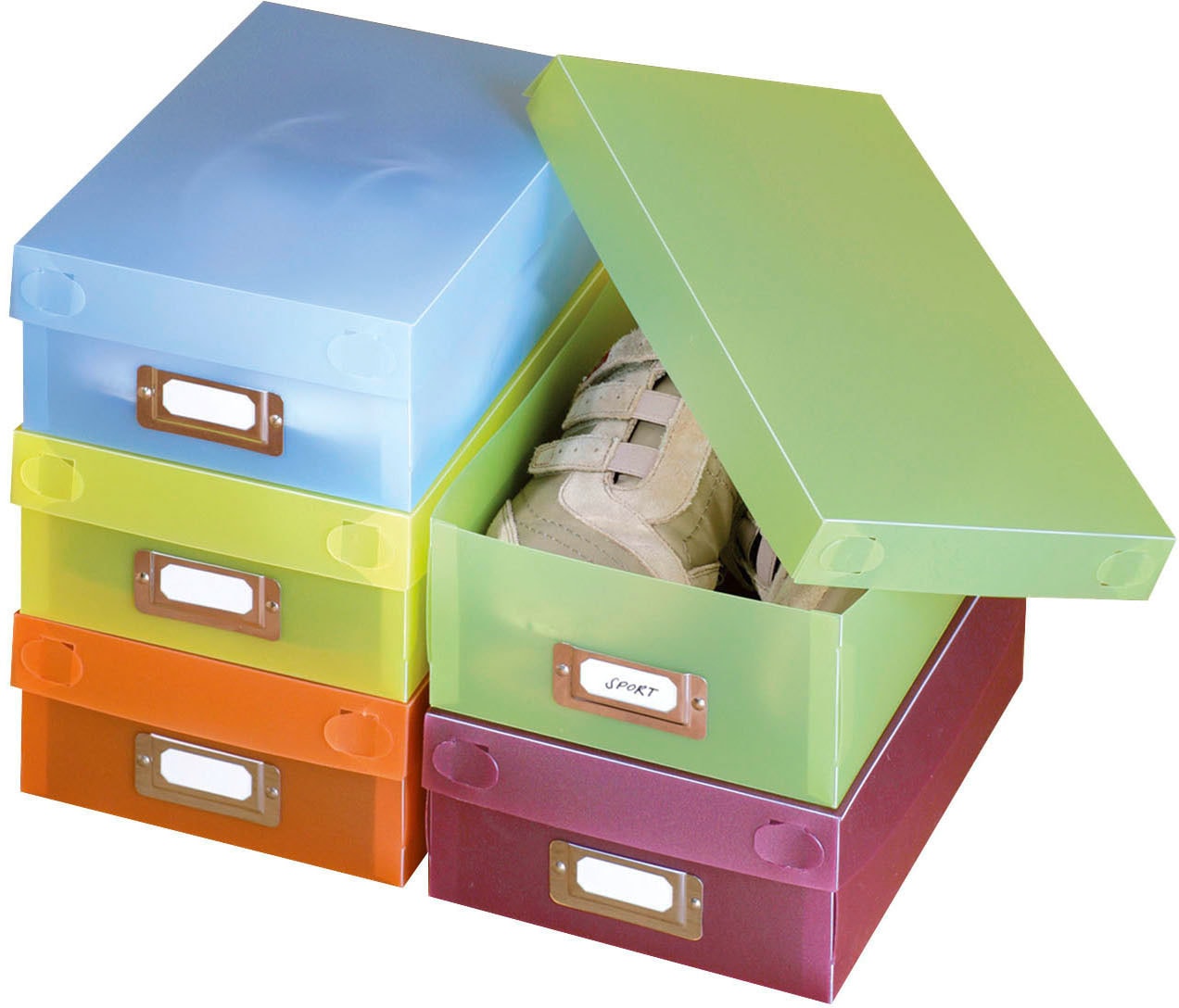 WENKO Schuhbox »Multi-Boxen«, (10 St.), mit Beschriftungsfeld und Deckel von Wenko