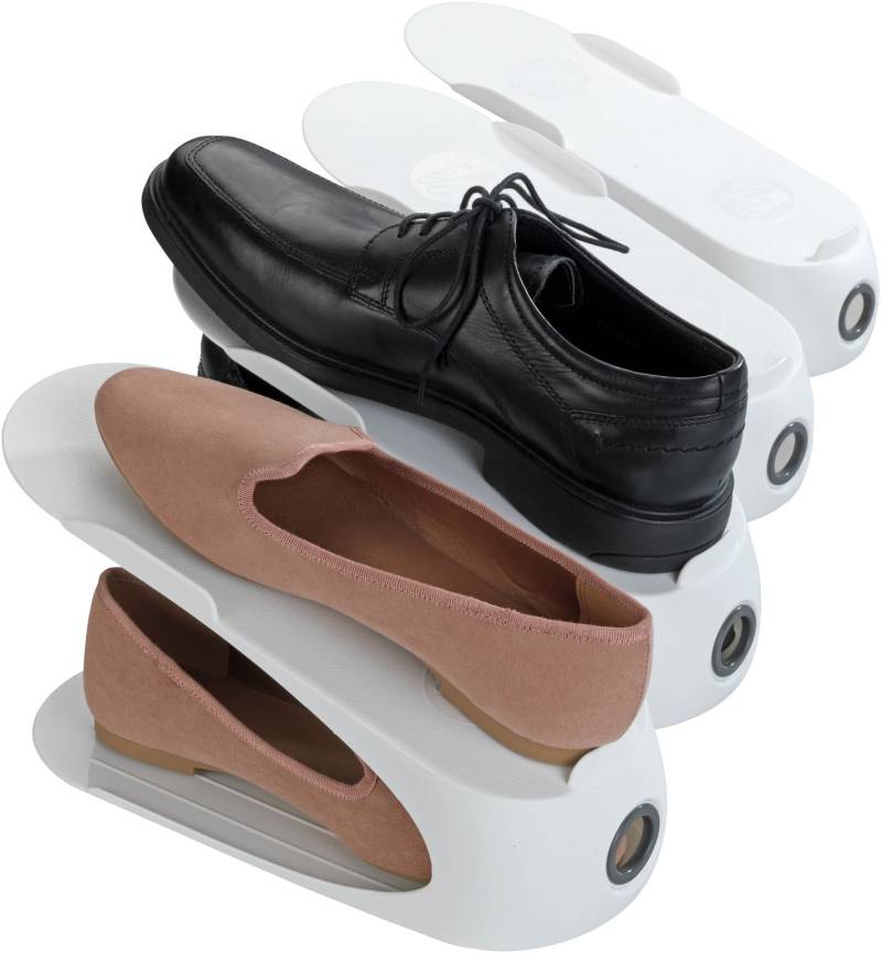 WENKO Schuhstapler, (Set, 4 tlg.), 50 % mehr Platz im Schuhschrank, Kunststoff, 4-teilig von Wenko