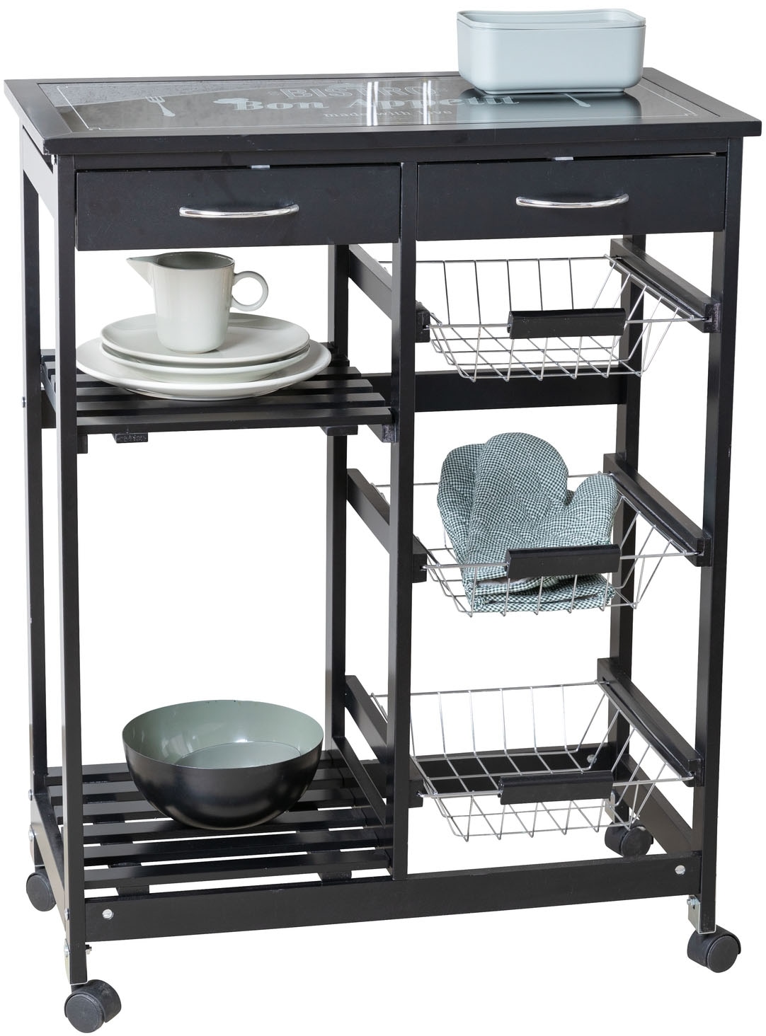 WENKO Servierwagen »Bon Appetit«, obere Ablage mit dekorativem Glasbild WENKO Servierwagen »Bon Appetit«, obere Ablage mit dekorativem Glasbild von Wenko