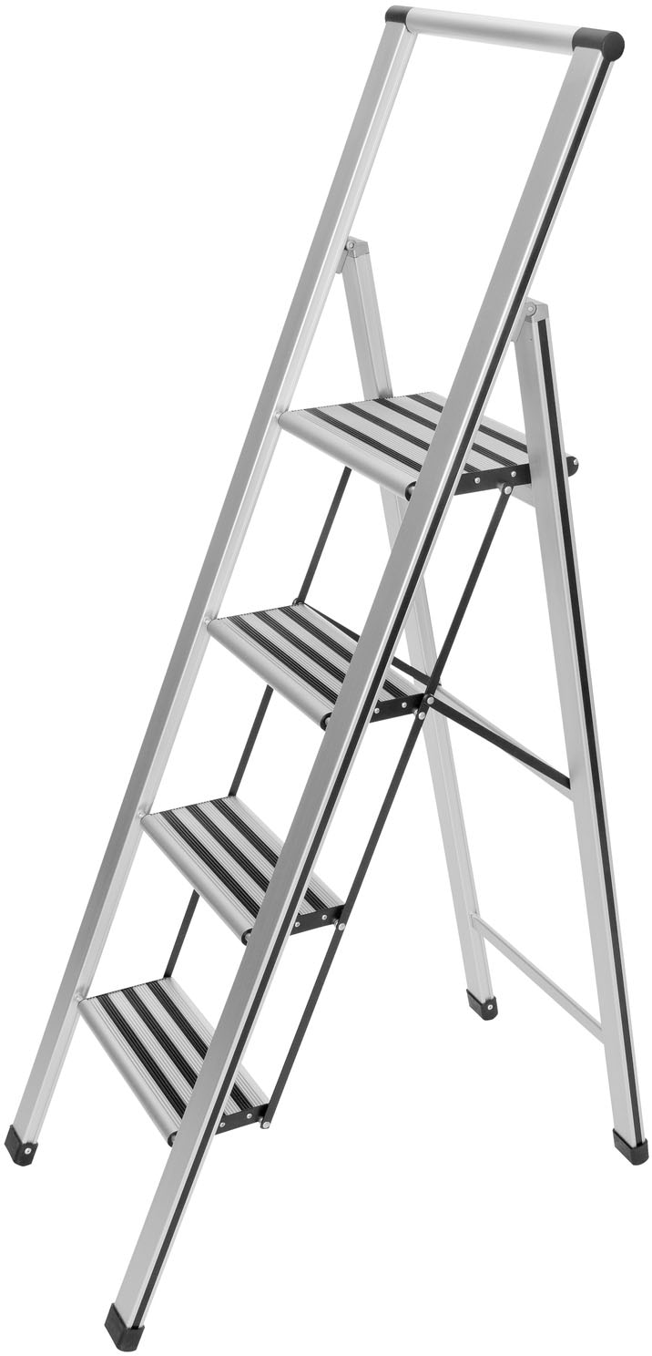 WENKO Trittleiter, 4-stufig, Aluminium, XXL-Stufen, flach klappbar WENKO Trittleiter, 4-stufig, Aluminium, XXL-Stufen, flach klappbar von Wenko