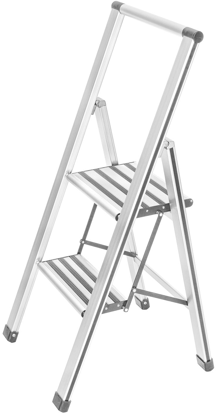 WENKO Trittleiter, Alu-Design, XXL-Stufen, flach zusammenklappbar WENKO Trittleiter, Alu-Design, XXL-Stufen, flach zusammenklappbar von Wenko