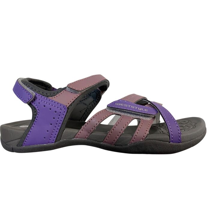Trekking-Sandale mit 3 Velcro-Verschlüssen violett Trekking-Sandale mit 3 Velcro-Verschlüssen violett von West Style