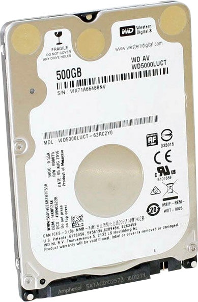 Western Digital HDD-Festplatte »WD AV-25 500GB«, 2,5 Zoll, Anschluss SATA III, Bulk von Western Digital