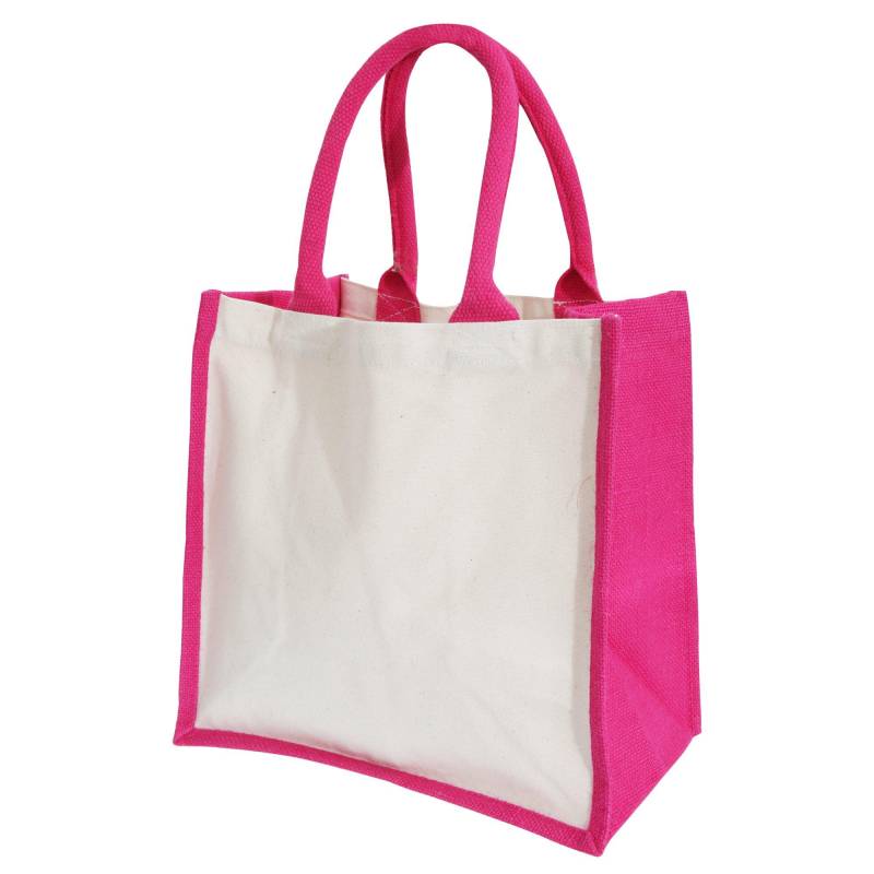 Midi Jutetasche Shopper Einkaufstasche, 14 Liter (2 Stückpackung) Damen Fuchsia ONE SIZE von Westford Mill